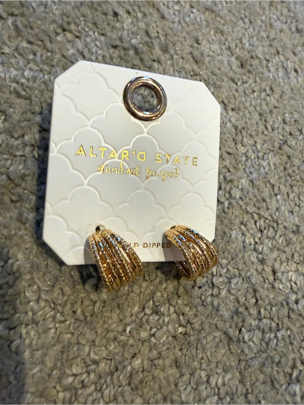 Altar'd State Rose Gold Ribbed Hoop Earrings